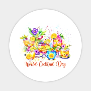 Watercolor World Cocktail Day Magnet